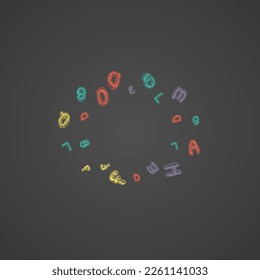 Letter Blackboard Vector Black Background. Doodle Decorative Type. Graphic Drawn Chalkboard Backdrop. Stylized Illustration.