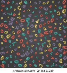 Letra Vector Pizarra Fondo Negro. Tiza Dibujo De Arte. Tipo De Tablero De La Escuela De Doodle Estilizado. Cubierta de ilustración.