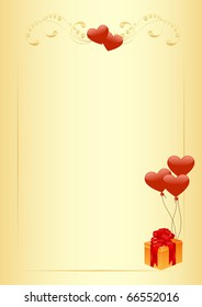 Letter blank with hearts. Isolated on a white. Vector illustration