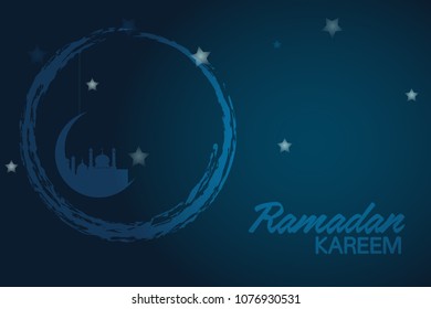 Letter of Blessing Ramadan The circle with the moon is beautifully decorated. On a dark background there is space available for additional greetings.