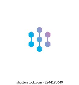 Letter I Blockchain Logo created Neatly Minimal Simple Modern