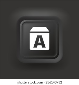 Letter Blocks on Black Square Button