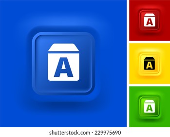 Letter Blocks on Blue Bevel Square Button