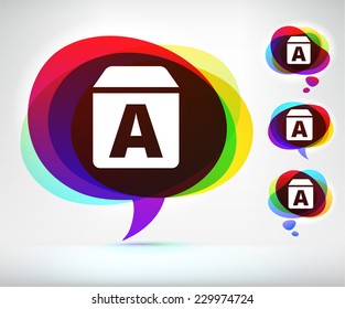 Letter Blocks on Multi Color Speech Bubble