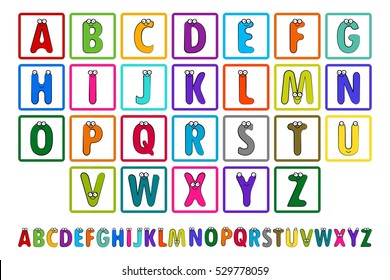 Letter Blocks. Vector illustration. 10 eps. Same view 26 letters of alphabet