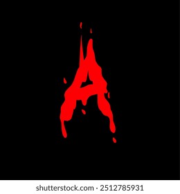 Letra a em estilo vermelho sangue, ilustração vetorial desenhado à mão lettering design
