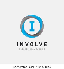 Letter I Blue Circle Logo Design - Vector File