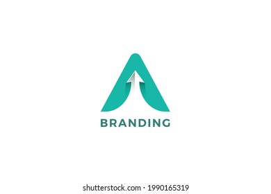 Letter A blue color 3d arrow direction new business logo