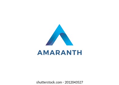 Letter A blue color 3d creative technological business logo