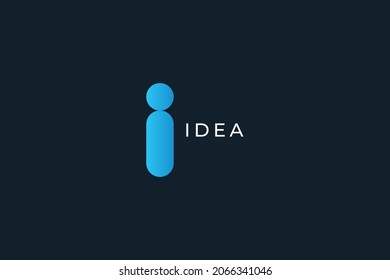 Letra i color azul gradiente de color creativo y sencillo logotipo de negocios de ideas