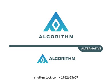 letter A Blue color technology logo