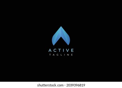 Letra A degradado de color azul creativo estético moderno logotipo de negocios 3d