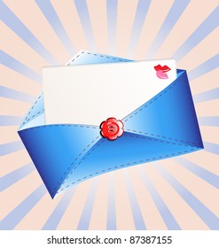 letter in a blue envelope