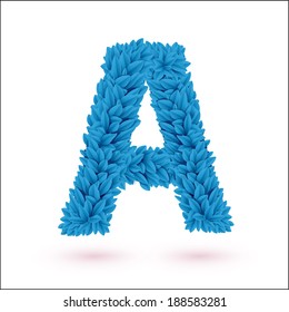 A letter. Blue font vector element isolated on white.