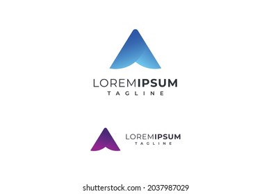 Letter A blue and purple colour creative and simple modern paradise business logo