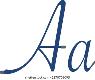 A letter. Blue Sport alphabet formed by shoe lace. Vector handwritten script font can be used for workout labels, race headlines, fitness posters, delivery cards. Alphabet fonts set.