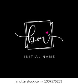 letter BM Beauty Name Logo Vector