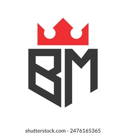 Letter BM Crown Logo. Crown on Letter BM Logo Design Template