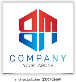 letra BM logotipo hexágono inicial icono premium plantilla elegante vectores eps 10