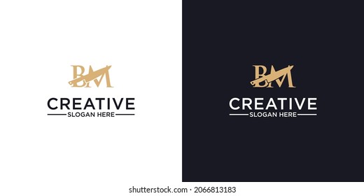 Letter BM knife restaurant logo design