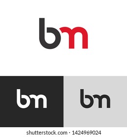 Letter bm linked lowercase logo design template elements. Isolated on white black grey background. Suitable for business, consulting group company.