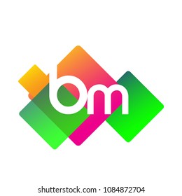 Letter BM logo with colorful geometric shape, letter combination logo design for creative industry, web, business and company.