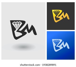 Letter BM Logo Creative Design Vector with Abstract Elegant Modern Square Shape Apps Concept