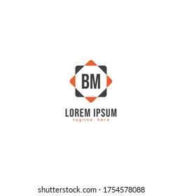 Letter BM logo icon design template elements with modern frame 