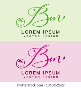 Letter BM logo template Leaf Vector