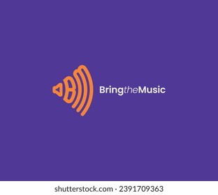 Letter BM soundwave logo. B M monogram audio speaker icon vector illustration