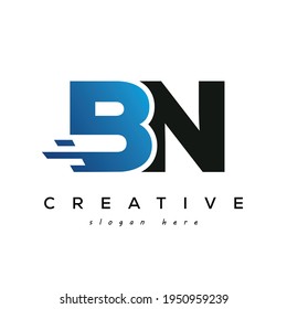 Elemento de diseño de logotipo BN de velocidad rápida y comercio electrónico