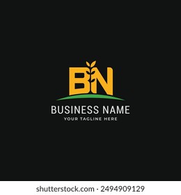 Letter BN with growth plant leaf logo. BN monogram nature agriculture logo template