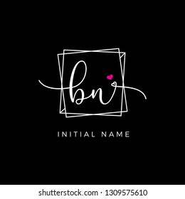 letter BN Initial Beauty square Logo Vector