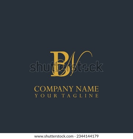 Letter BN initial vector logo with N cursive. Letter B and N logo monogram.