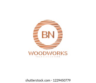 Letter BN initial wood logo vector