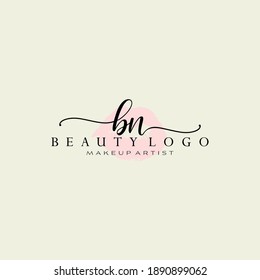 Letter BN Watercolor Lips Premade Logo Design, Logo for Makeup Artist Business Branding, Blush Beauty Boutique Logo Design, Calligraphy Logo