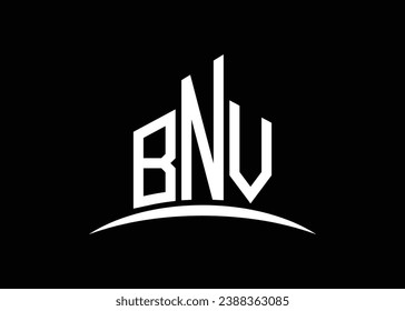 Letter BNV building vector monogram logo design template. Building Shape BNV logo.