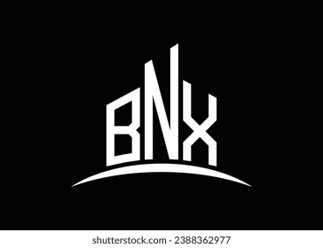 Letter BNX building vector monogram logo design template. Building Shape BNX logo.