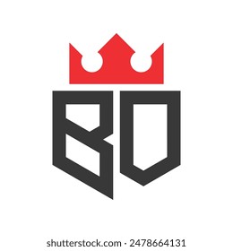 Letter BO Crown Logo. Crown on Letter BO Logo Design Template