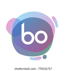 Letter BO logo with colorful splash background, letter combination logo design for creative industry, web, business and company.
