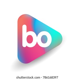 Letter BO logo in triangle shape and colorful background, letter combination logo design for business and company identity.
