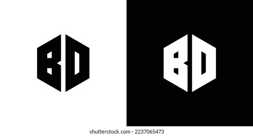 Letter BO Polygon, Hexagonal Minimal and Trendy Professional Logo Design On Black And White Background