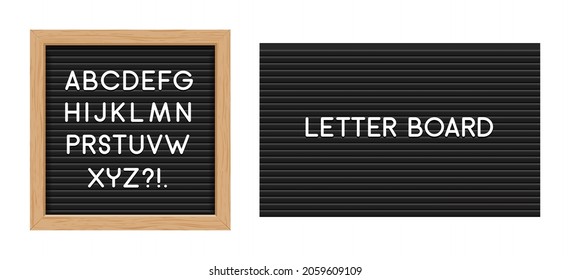 Letter board black isolated word background frame message vector vintage letterboard sign alphabet