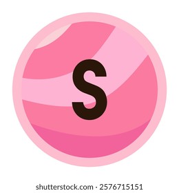 The letter ‘s’ in bold black on a soft pink candy-style circle, adding charm to any Valentine’s design