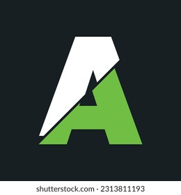 A letter bold and modern logo template. A letter typeface is professional and memorable. Use brand-relevant colors in the Alphabet. “A” letter to create a broken impression. A logotype is simple. 