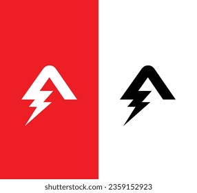 Logo De La Carta Moderna Creativa. Logo De La Letra Eléctrica A. Usable para logotipos de empresas. Elemento de plantilla de diseño de logotipo de vectores planos.