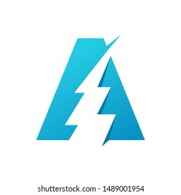 Letter A Bolt Logo Design Template Inspiration