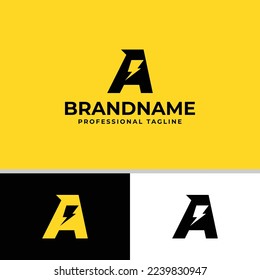 Letter-A-Bolt-Logo, geeignet für alle Geschäfte im Zusammenhang mit Strom mit A-Initialen.