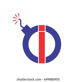letter i bomb design logo