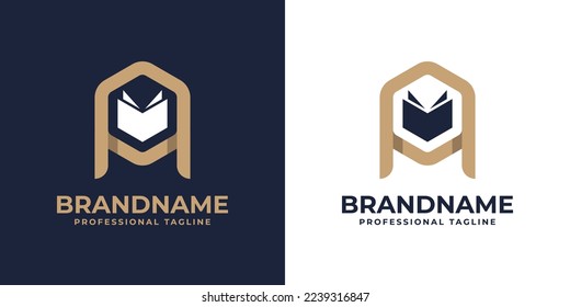 Letter A Book Hexagonal Logo, suitable for any business related to book with A initials.